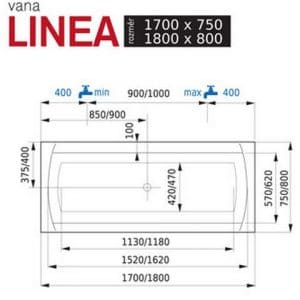 Linea - Vana oboustranná 1700x750mm