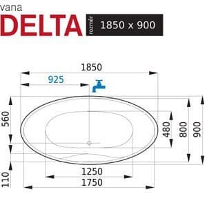Delta - Vana oválná 1850x900mm