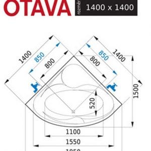 Otava - Vana rohová 1400x1400mm
