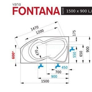Fontana - Vana asymetrická 1500x900mm