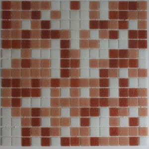 Mozaika Oranžovobílá skleněná bazénová 32,7x32,7