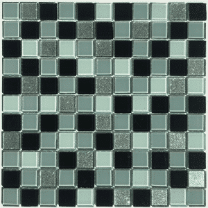 Mozaika Černobílý mix glitter skleněná 30x30